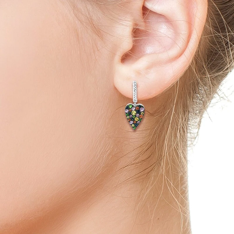 Effy Final Call Limited Quantities! Womens Genuine Multi Color Sterling Silver Heart Drop Earrings