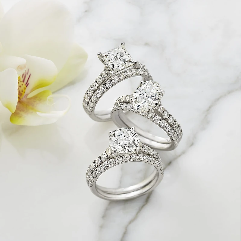 (H-I / SI1-SI2) Signature By Modern Bride Womens 3 CT. T.W. Lab Grown White Diamond 14K Gold Oval Bridal Set