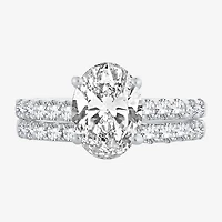 (H-I / SI1-SI2) Signature By Modern Bride Womens 3 CT. T.W. Lab Grown White Diamond 14K Gold Oval Bridal Set