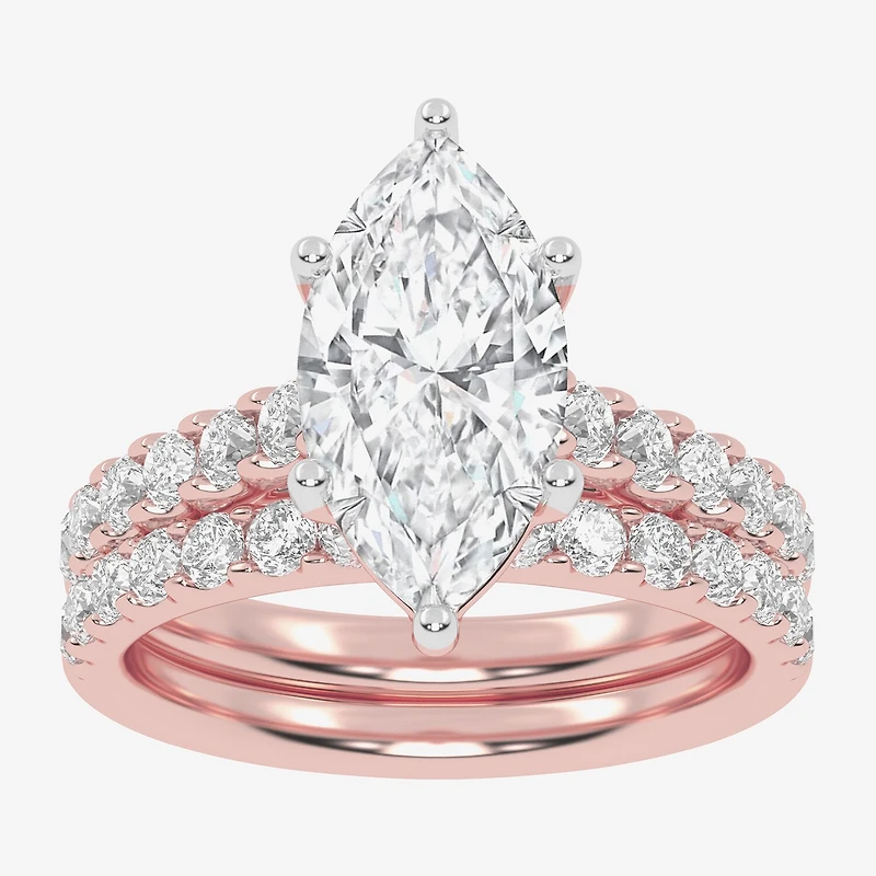 Signature By Modern Bride (G-H / Vs2-Si1) Womens 3 CT. T.W. Lab Grown White Diamond 14K Gold Marquise Side Stone Bridal Set