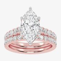 Signature By Modern Bride (G-H / Vs2-Si1) Womens 3 CT. T.W. Lab Grown White Diamond 14K Gold Marquise Side Stone Bridal Set