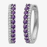 (I-J / I2-I3) Womens 1/10 CT. T.W. Genuine Purple Amethyst 10K Gold 15.3mm Round Hypoallergenic Hoop Earrings