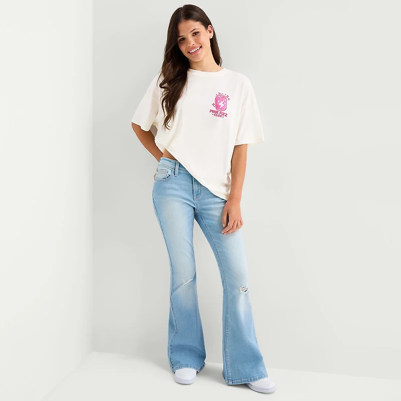 Energy Drink Tee Womens Juniors Crew Neck Short Sleeve Oversized Graphic T-Shirt