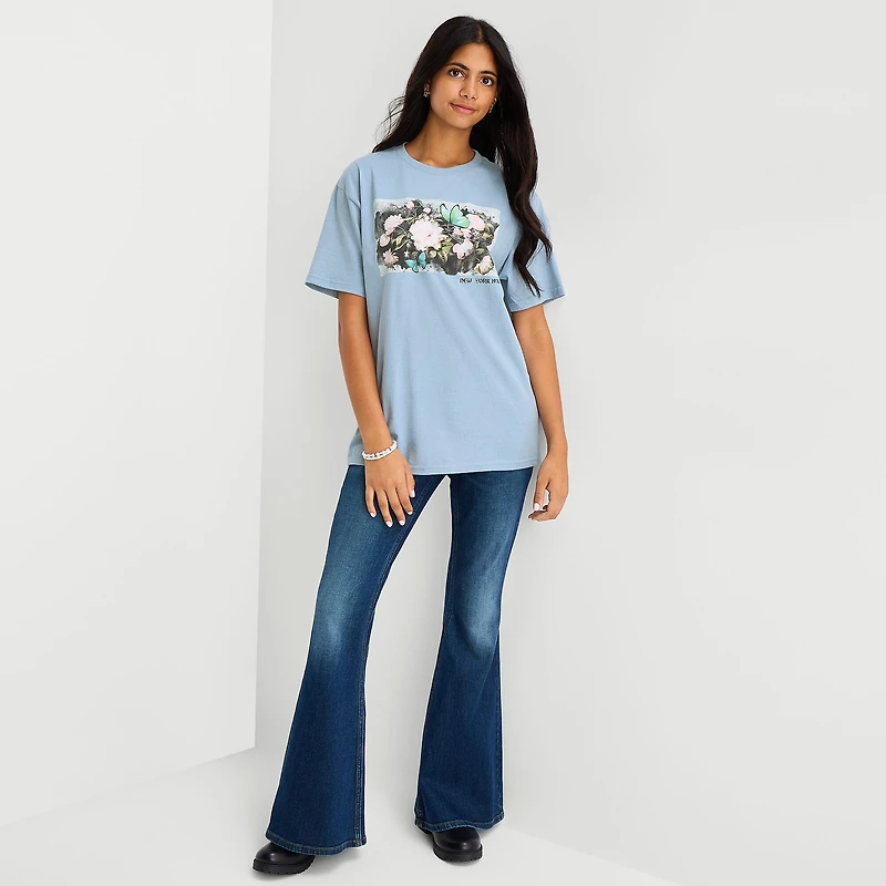 Womens Crew Neck Short Sleeve Regular Fit Graphic T-Shirt