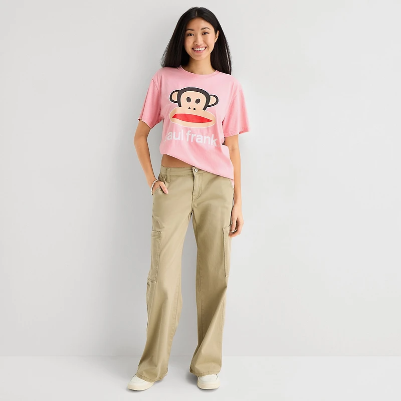 Paul Frank Boyfriend Womens Juniors Crew Neck Short Sleeve Loose Fit Graphic T-Shirt