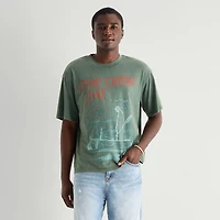 Camp Crystal Mens Crew Neck Short Sleeve Boxy Fit Graphic T-Shirt