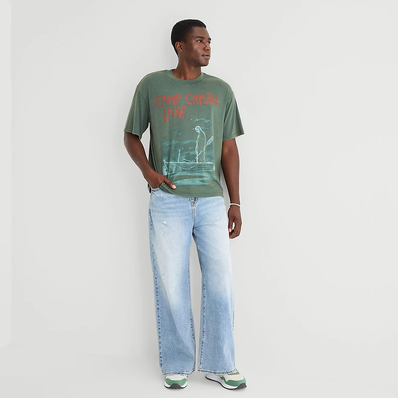 Camp Crystal Mens Crew Neck Short Sleeve Boxy Fit Graphic T-Shirt