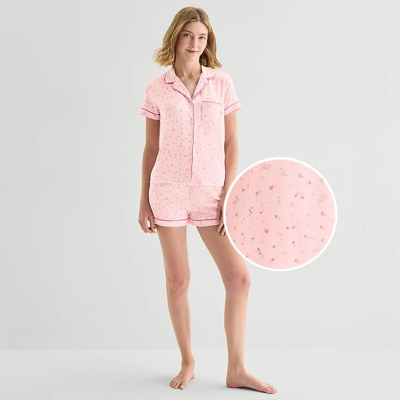 Jaclyn Womens Short Sleeve 2-pc. Pajama Set
