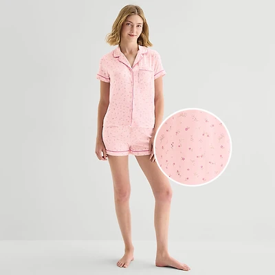 Jaclyn Womens Short Sleeve 2-pc. Pajama Set