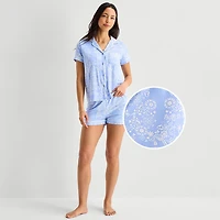 Jaclyn Womens Short Sleeve 2-pc. Pajama Set