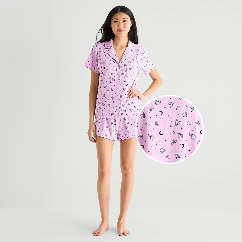 Arizona Body Womens Short Sleeve 2-pc. Juniors Pajama Set