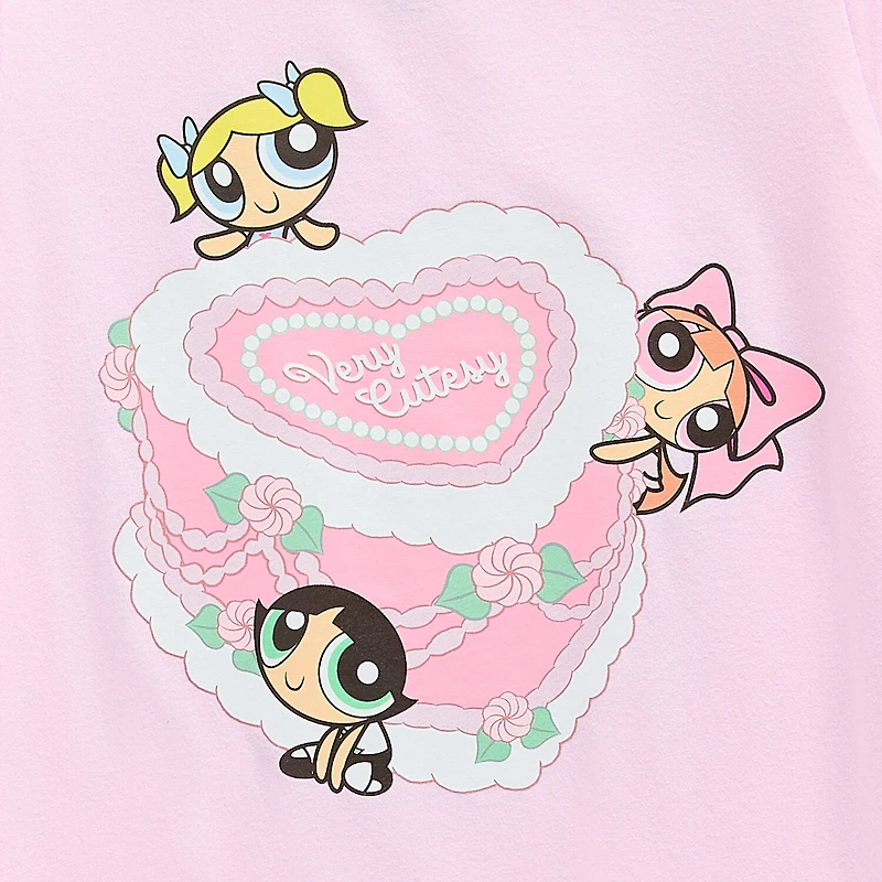 Little & Big Kid Girls Crew Neck Short Sleeve Regular Fit Powerpuff Graphic T-Shirt