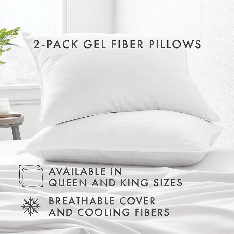 Casual Comfort 2-Pack Plush Down-Alternative Cooling Gel Fiber Bed Pillow Set
