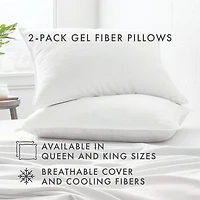 Casual Comfort 2-Pack Plush Down-Alternative Cooling Gel Fiber Bed Pillow Set