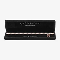 Sparkle Allure Mom Womens Natural Diamond Accent Pure Silver Over Bronze Heart 7.25 Inch Tennis Bracelet