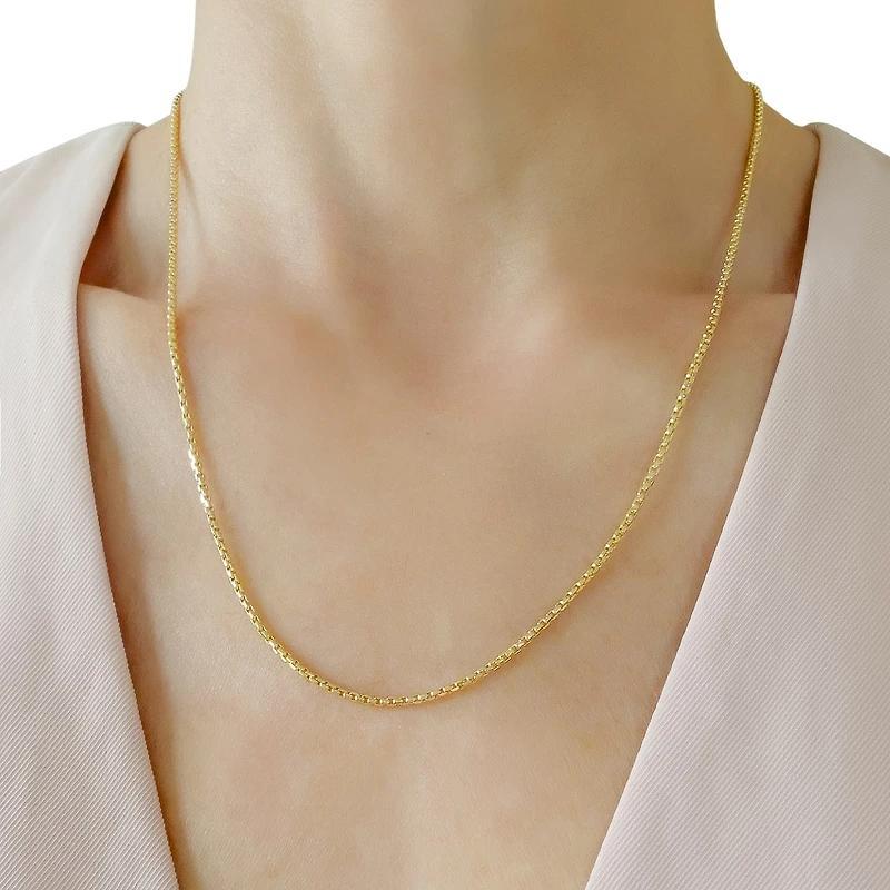 Womens 14K Gold Inch Box Chain Necklace