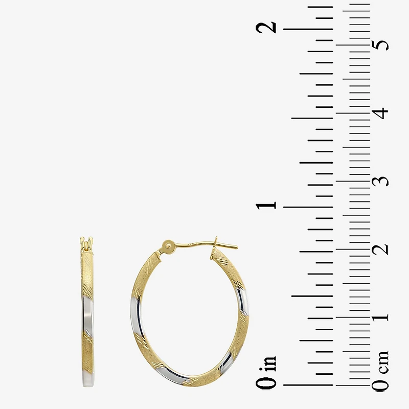 Two-Tone 14K Gold Oval Hoop Earrings