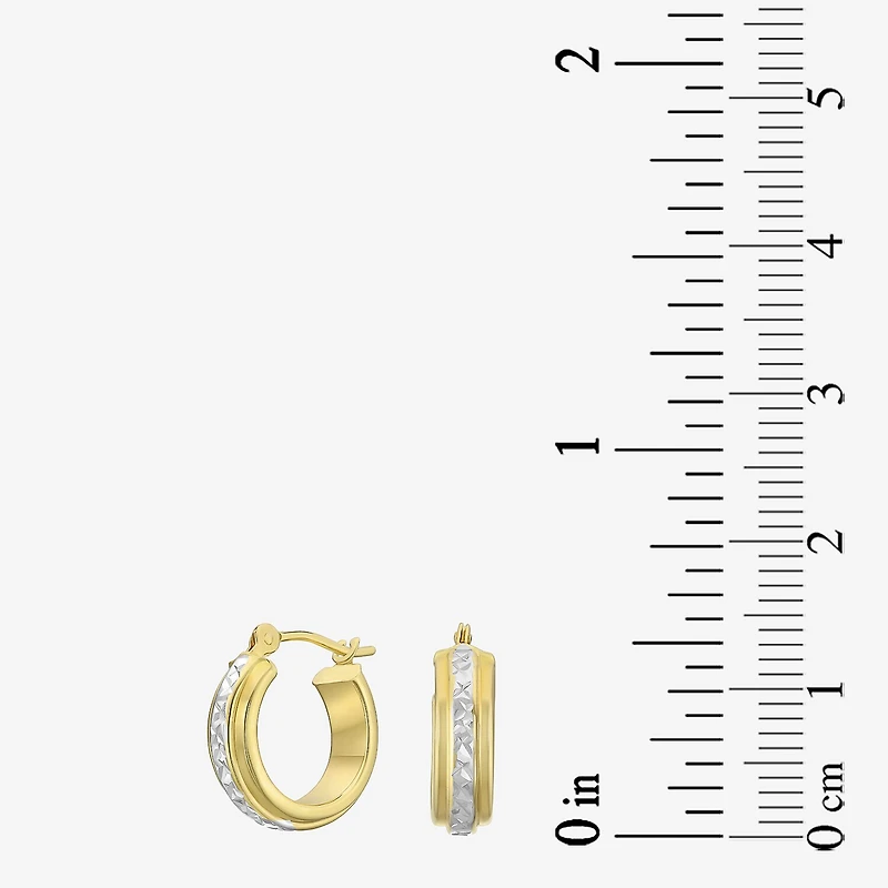 Womens 14K Two Tone Gold 12.5mm Hoop Earrings