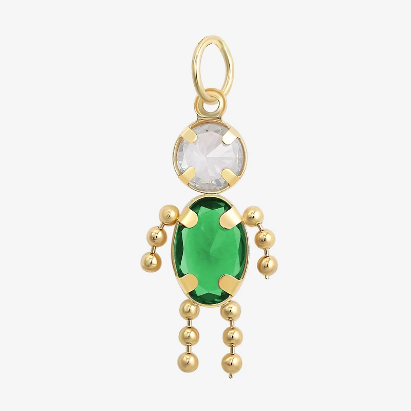 10K Gold May Birthstone Babies Boy Charm