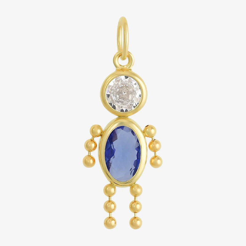 10K Gold September Birthstone Babies Boy Charm