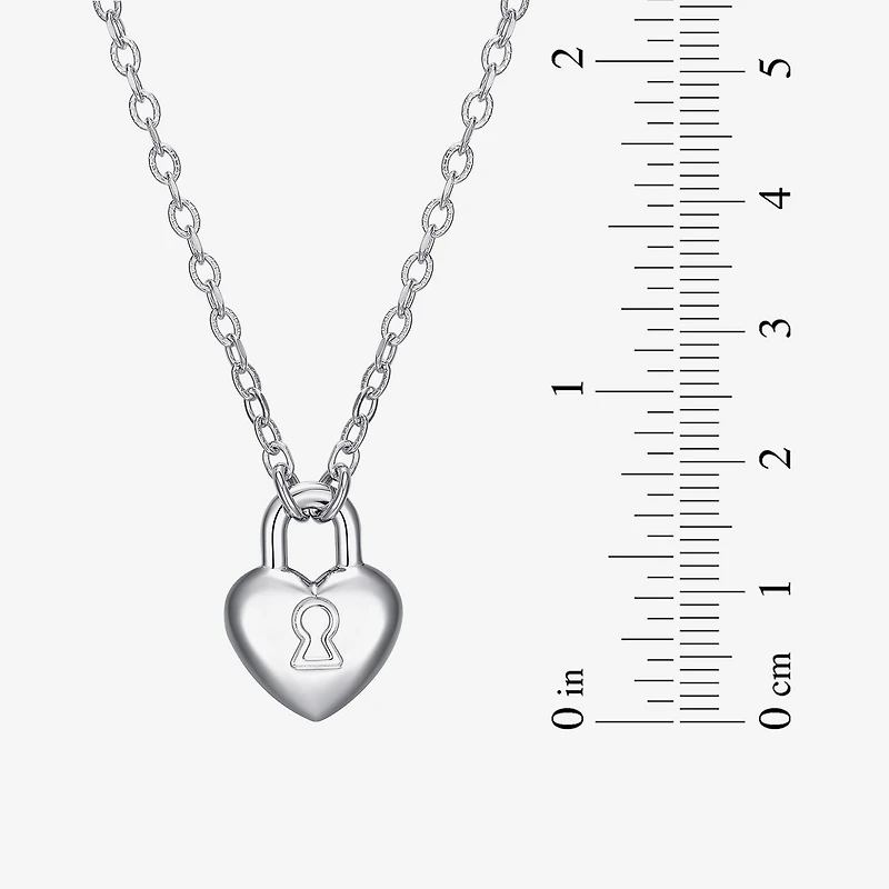 Womens Sterling Silver Heart 18 Inch Pendant Necklace