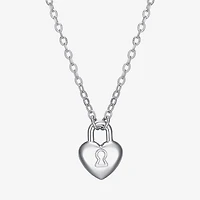 Womens Sterling Silver Heart 18 Inch Pendant Necklace