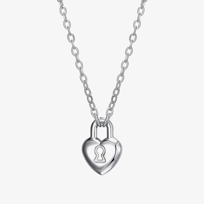 Womens Sterling Silver Heart 18 Inch Pendant Necklace