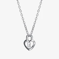 Womens Sterling Silver Heart 18 Inch Pendant Necklace
