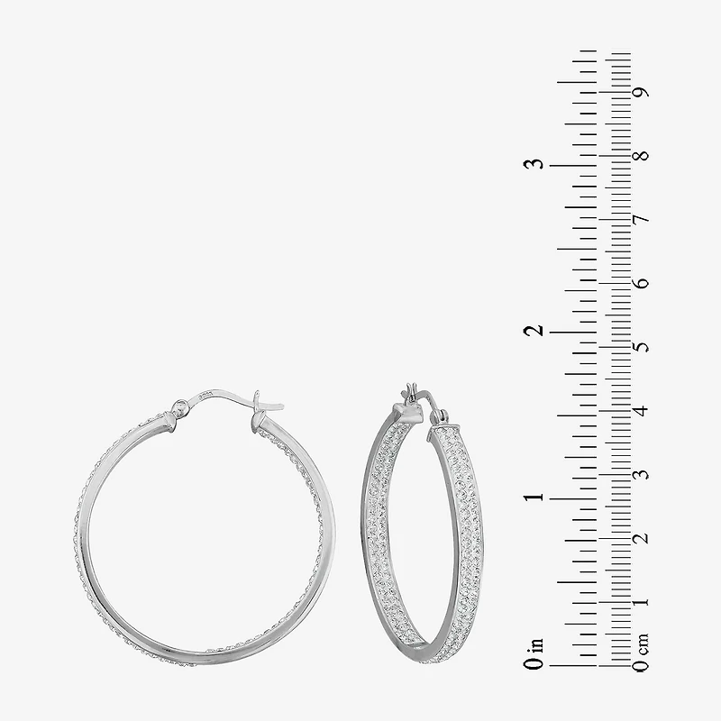 Sterling Silver Crystal In/Out Hoop Earrings