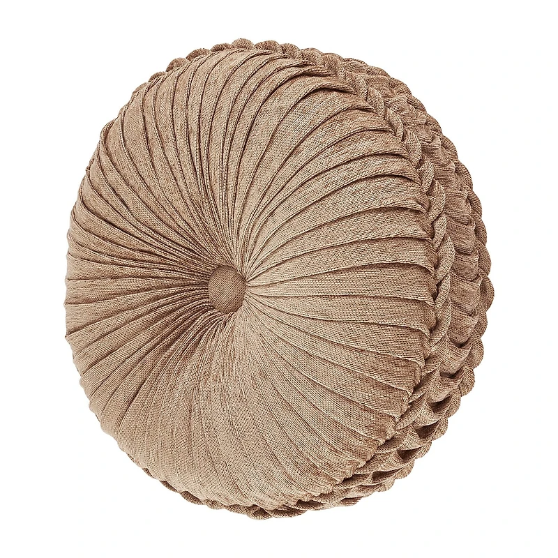 Queen Street Lakeview Beige Tufted Round Throw Pillow