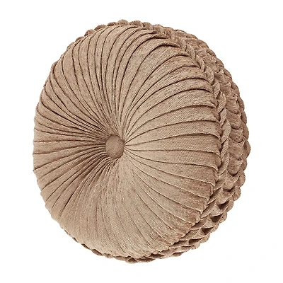 Queen Street Lakeview Beige Tufted Round Throw Pillow