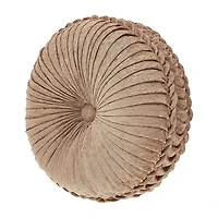 Queen Street Lakeview Beige Tufted Round Throw Pillow