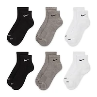 Nike Everyday Plus Cushioned Unisex Adult Breathable Multi-Pack 6 Pair Quarter Ankle Socks