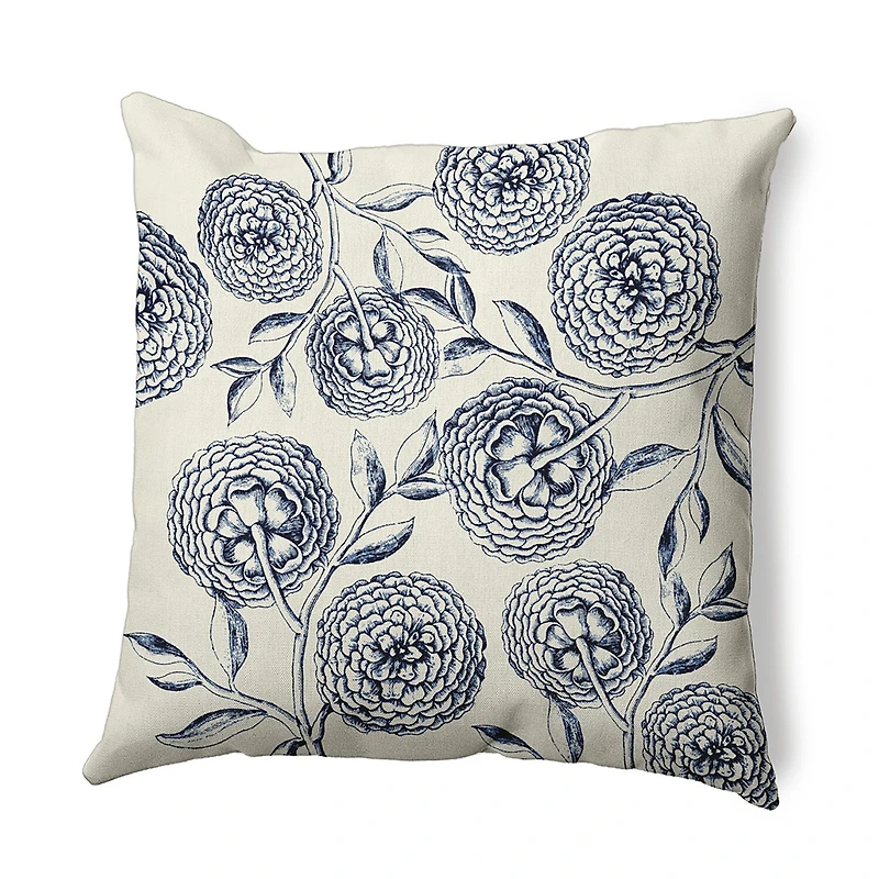 Antique Flowers Square Throw Pillow