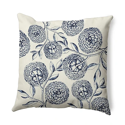 Antique Flowers Square Throw Pillow