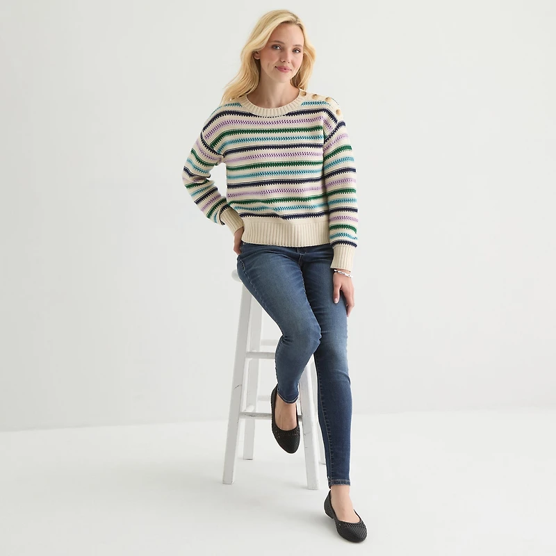 St. John's Bay Womens Crew Neck Long Sleeve Pullover Sweater