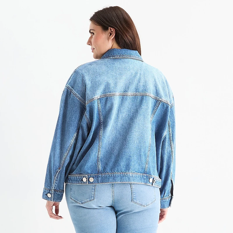 a.n.a Womens Plus Denim Midweight Jacket