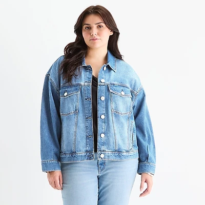 a.n.a Womens Plus Denim Midweight Jacket