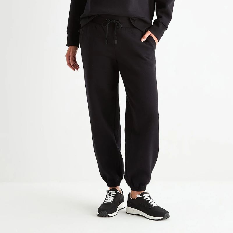 Xersion Womens Drawstring Waist Cuffed Mid Rise Regular Fit Tall Fleece Active Jogger Pant