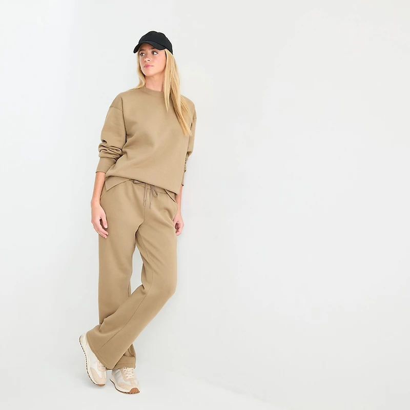 Xersion Womens Oversized Super Soft Fleece Crewneck Sweatshirt