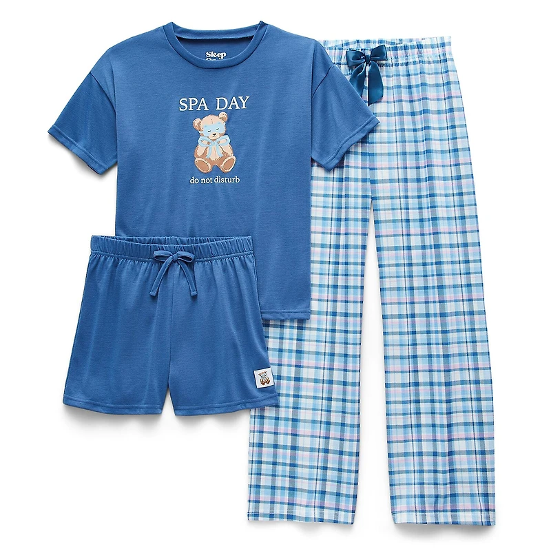 Sleep On It Little & Big Kid Girls Crew Neck Short Sleeve 3-pc. Pajama Set