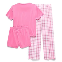 Sleep On It Little & Big Kid Girls Crew Neck Short Sleeve 3-pc. Pajama Set