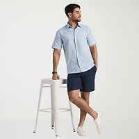 Cubavera Mens Short Sleeve Regular Fit Embroidered Button-Down Shirt