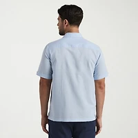Cubavera Mens Short Sleeve Regular Fit Embroidered Button-Down Shirt