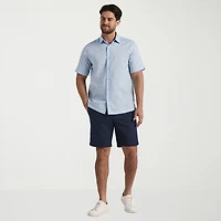 Cubavera Mens Short Sleeve Regular Fit Embroidered Button-Down Shirt