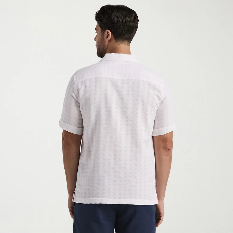 Cubavera Mens Short Sleeve Regular Fit Button-Down Shirt
