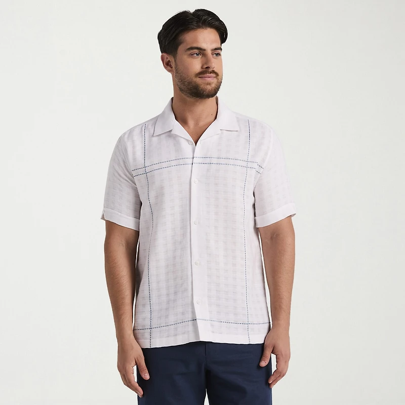 Cubavera Mens Short Sleeve Regular Fit Button-Down Shirt