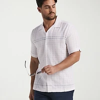 Cubavera Mens Short Sleeve Regular Fit Button-Down Shirt