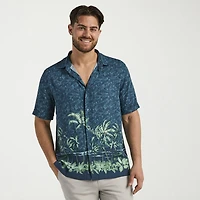 Cubavera Mens Short Sleeve Regular Fit Button-Down Shirt
