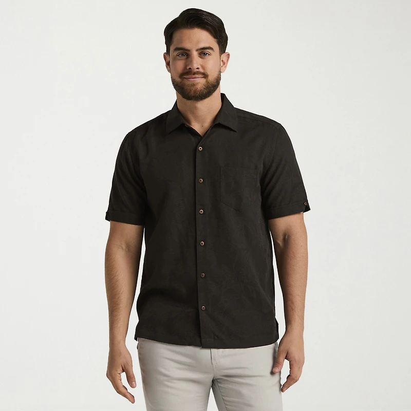 Cubavera Mens Short Sleeve Regular Fit Button-Down Shirt